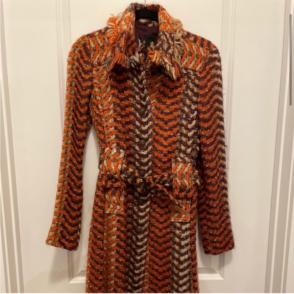 Anna Sui Fall 2006 Burnt Orange Woven Wool Coat RARE size 8 - Picture 8 of 8